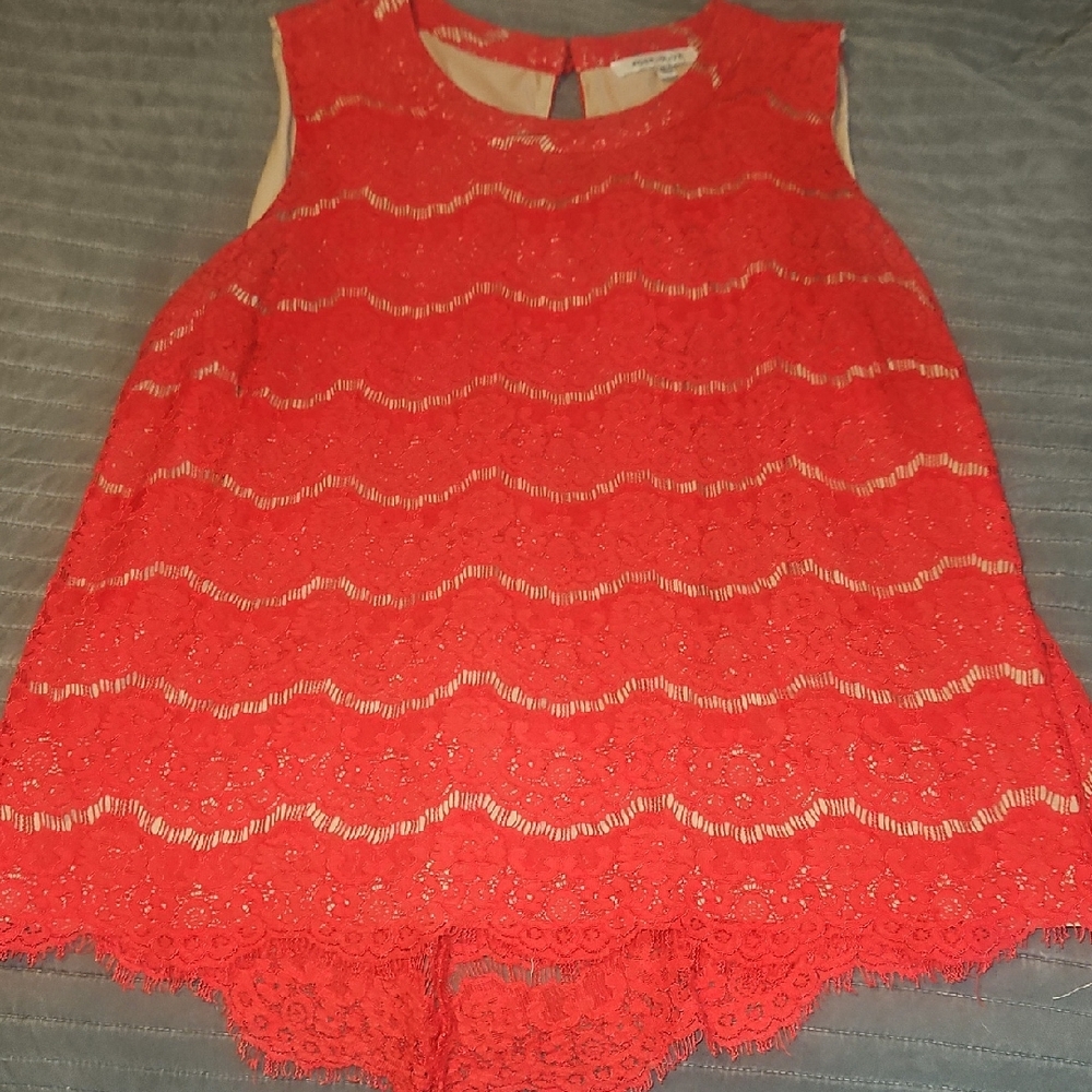 Rose & Olive Red Embellished Sleeveless Blouse